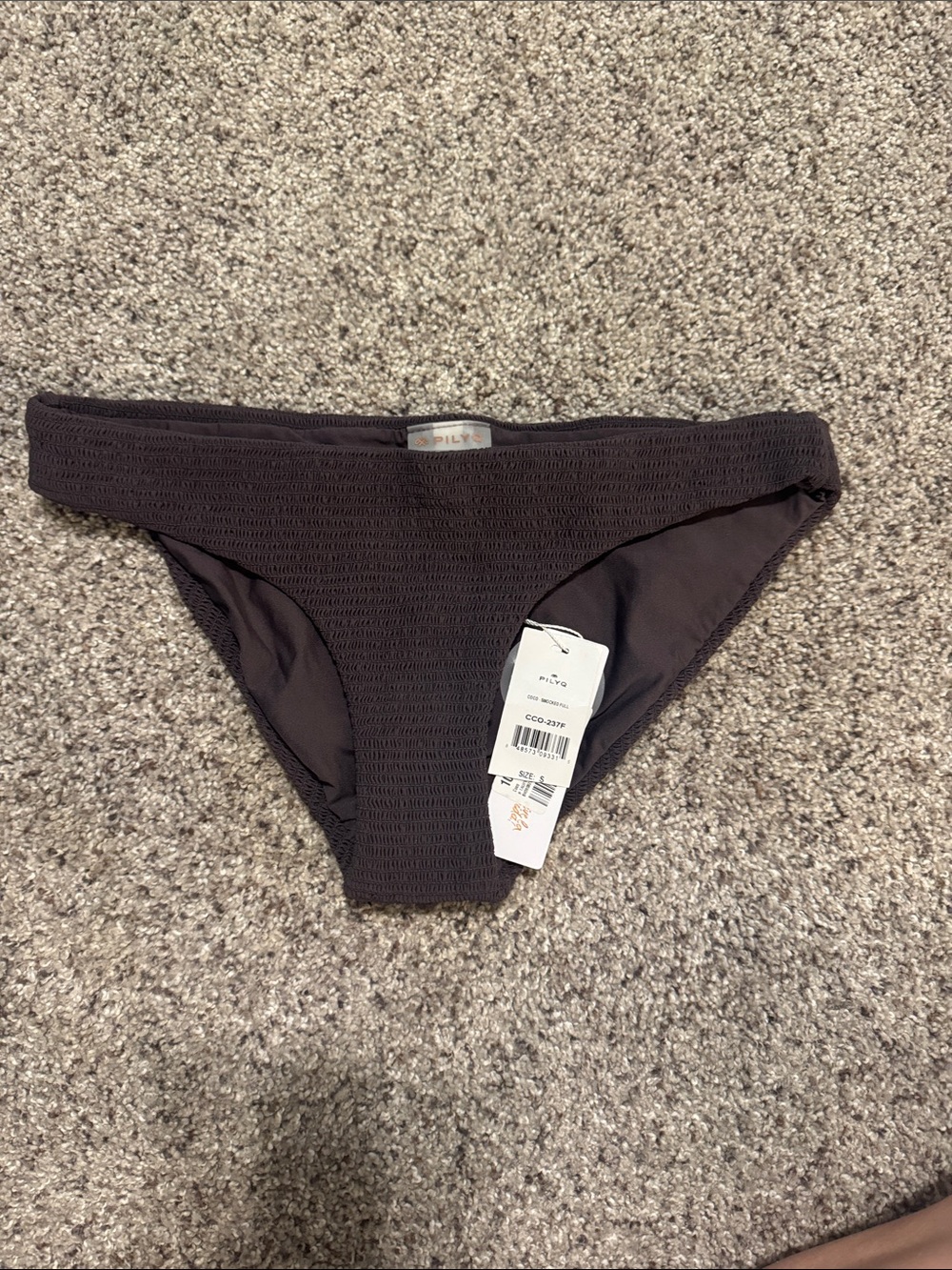 Pilyq Black Textured Bikini Bottoms